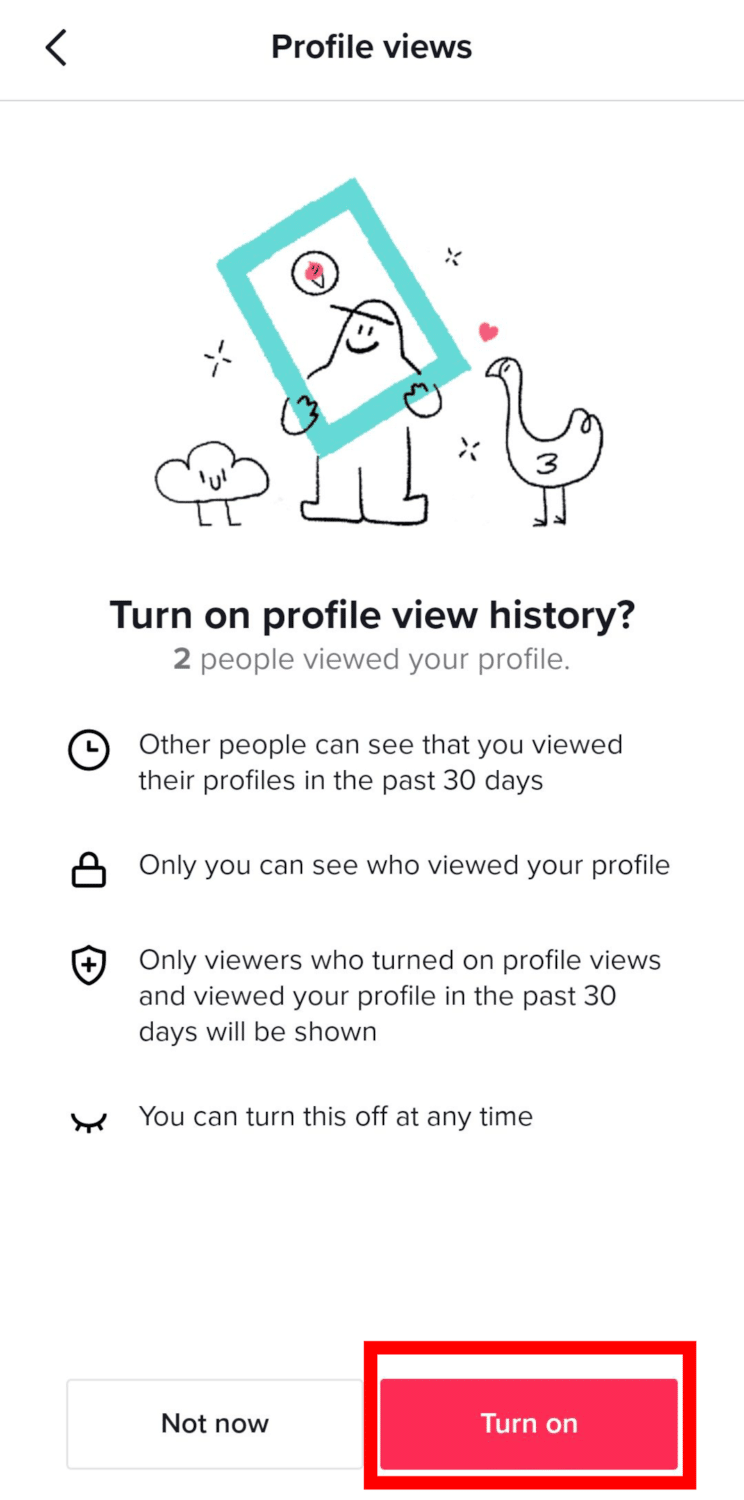 turn on profile view history on tiktok mobile app