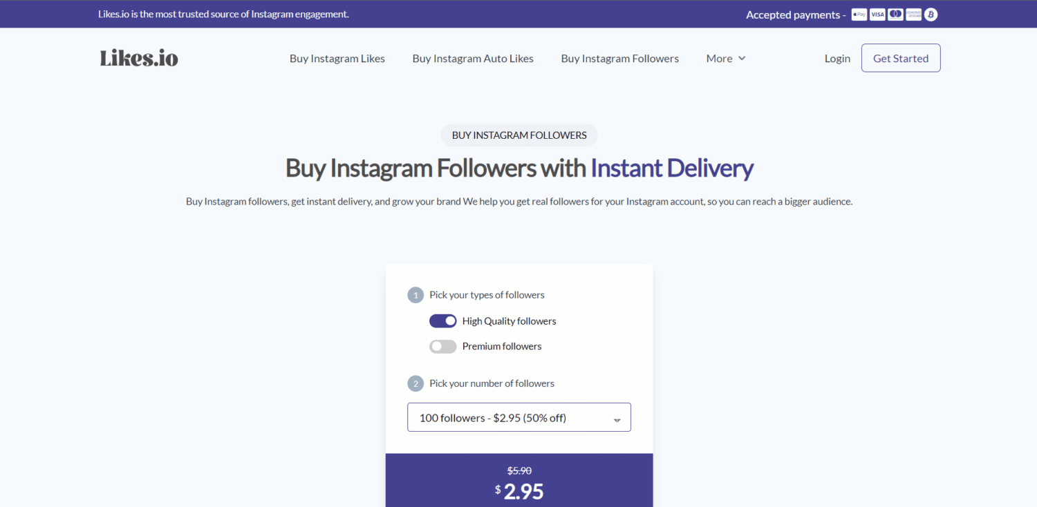 buy instagram high quality and premium followers with likes io site