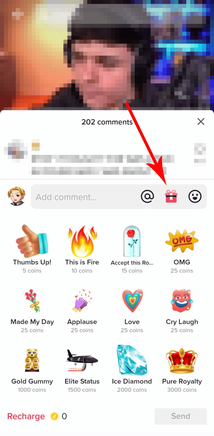 sending tiktok coins in the comment section