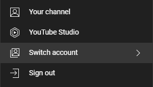 sign in or switch account on youtube