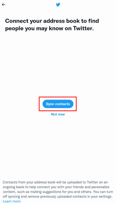 sync phone contacts on twitter followers