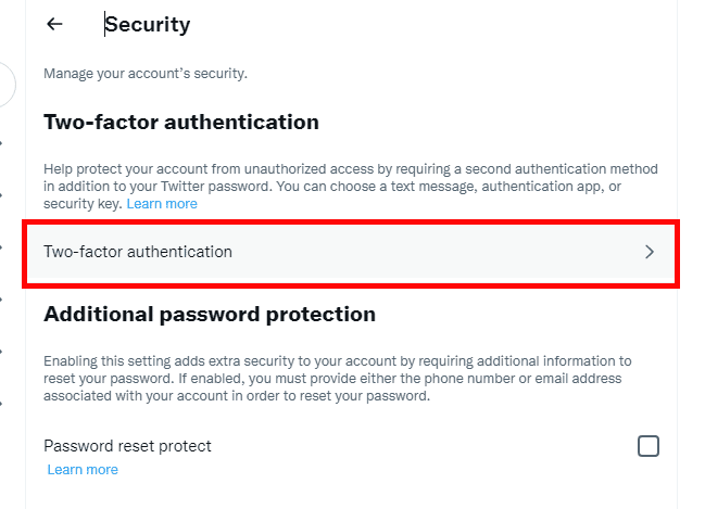 two factor authentication on twitter browser using desktop pc