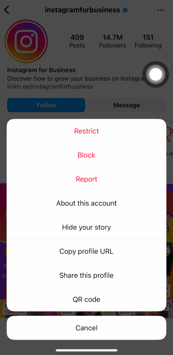 block an account on instagram