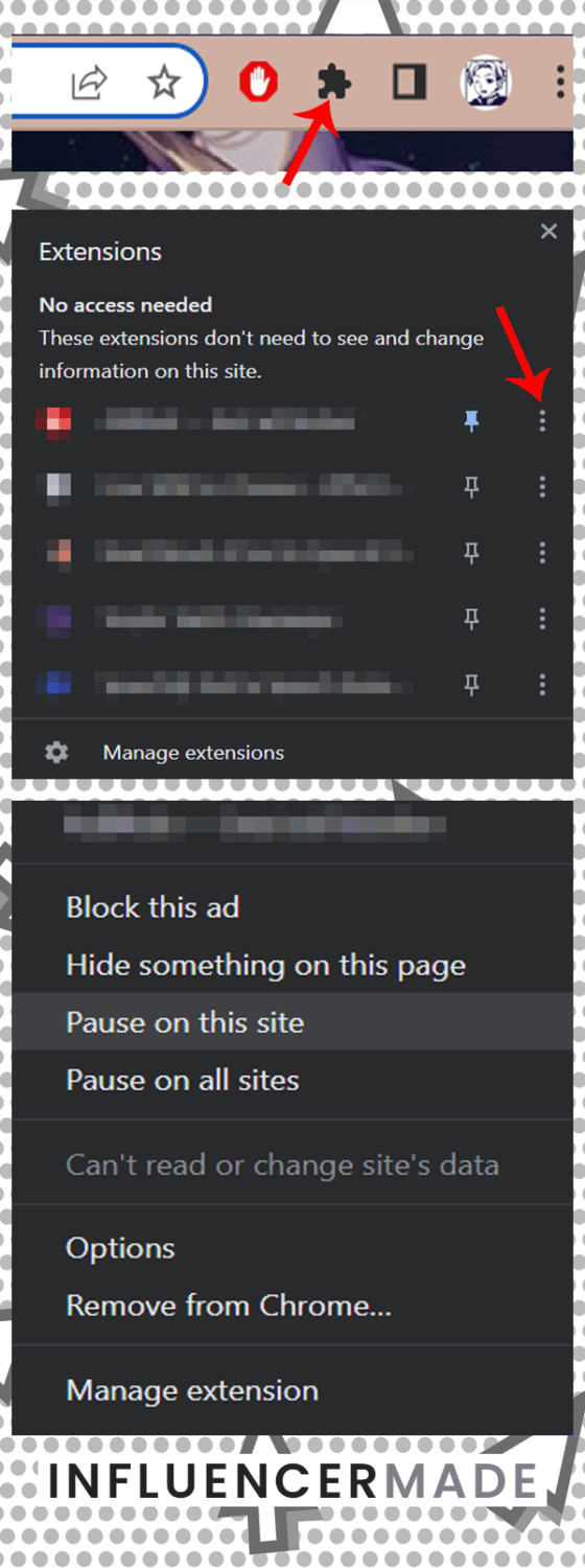 disable ad blocking extensions on youtube