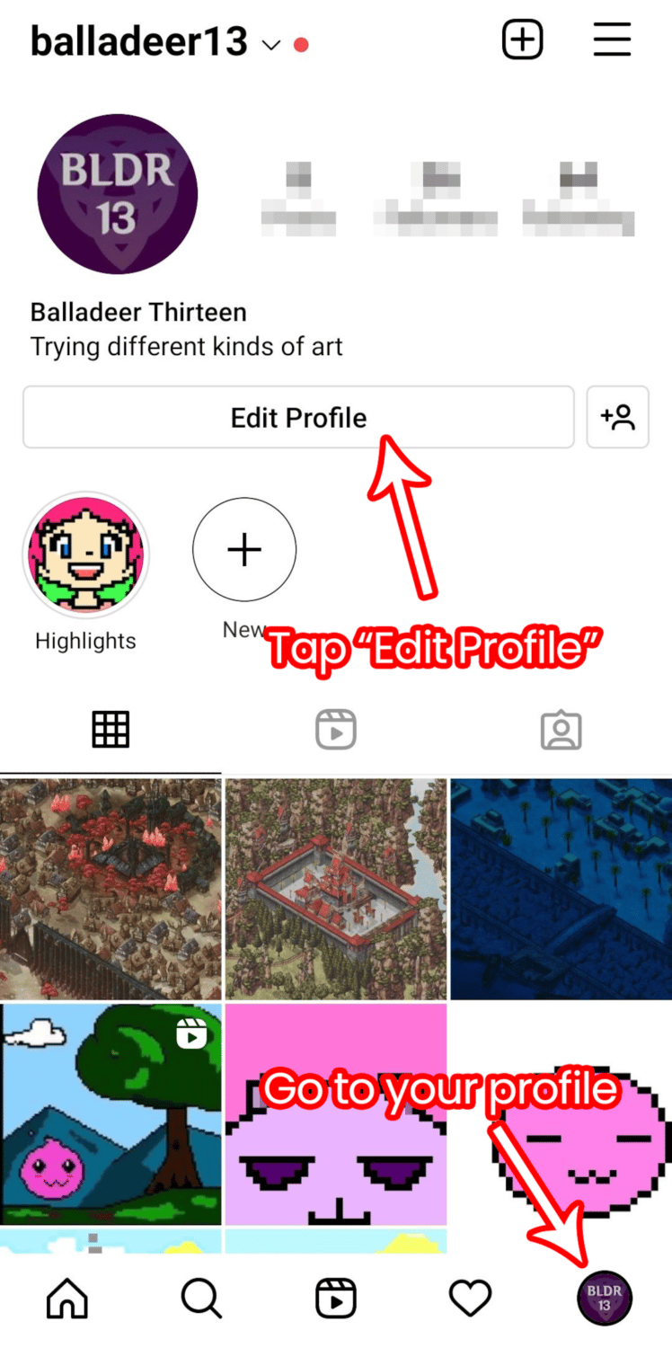 go to instagram edit profile