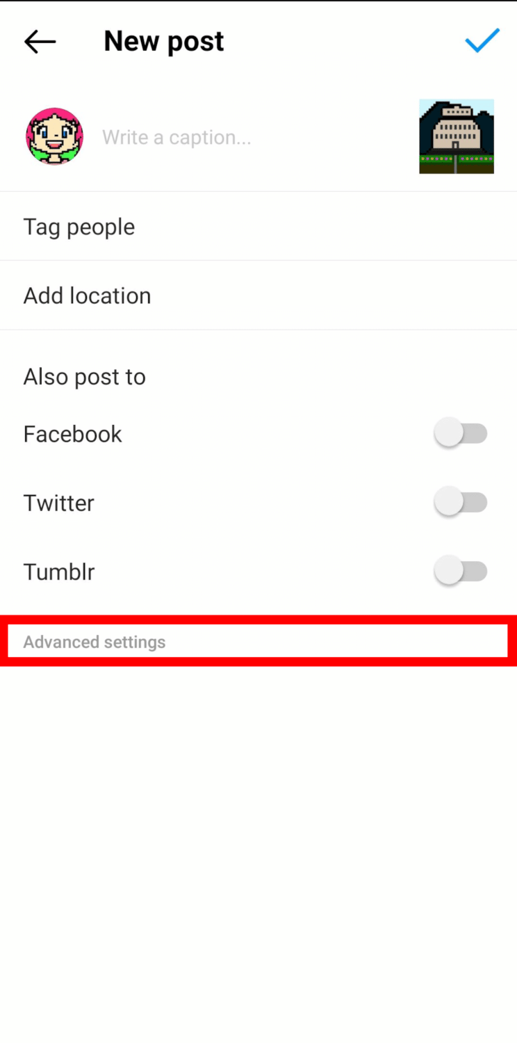 instagram advanced settings