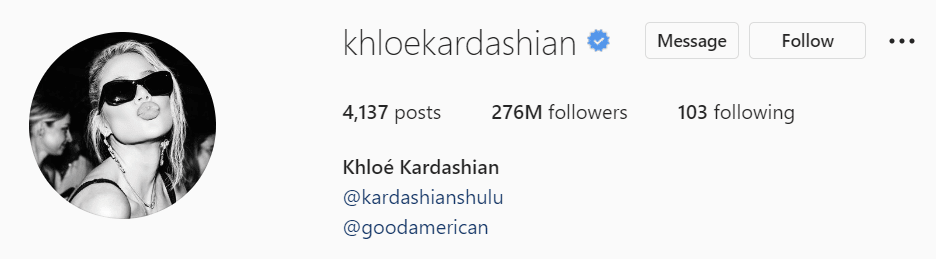 khloe kardashian on instagram