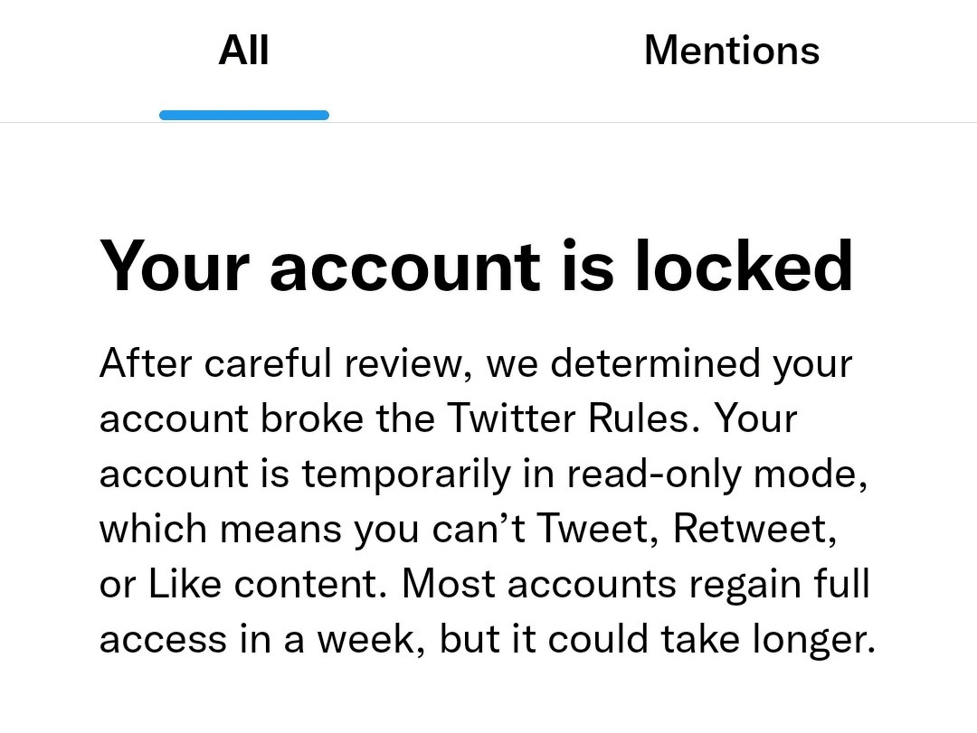 locked account on twitter