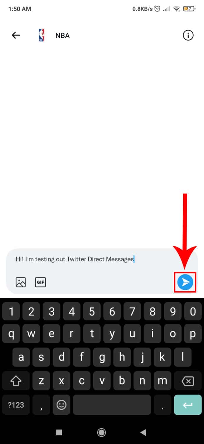 send message using paper plane icon