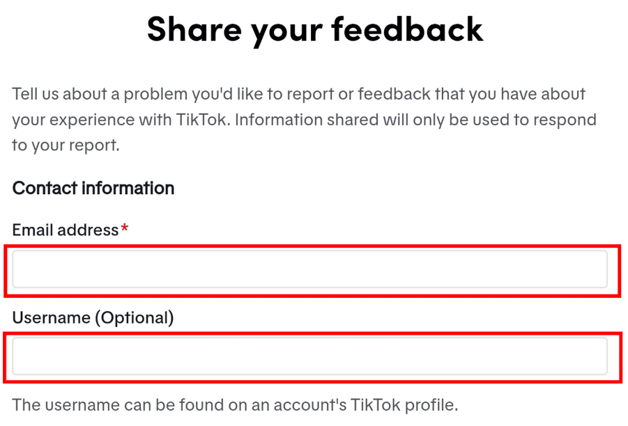 share your tiktok feedback form