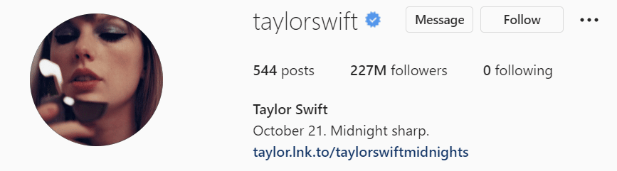 taylor swift on instagram