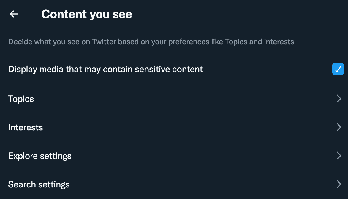 choose content to see in twitter settings