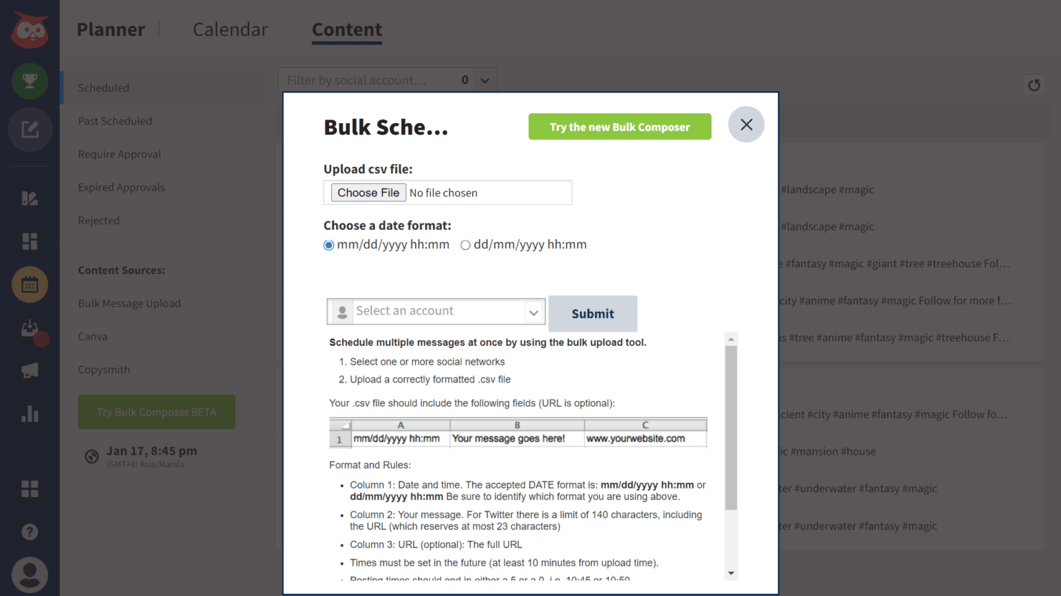 Hootsuite's Bulk Composer