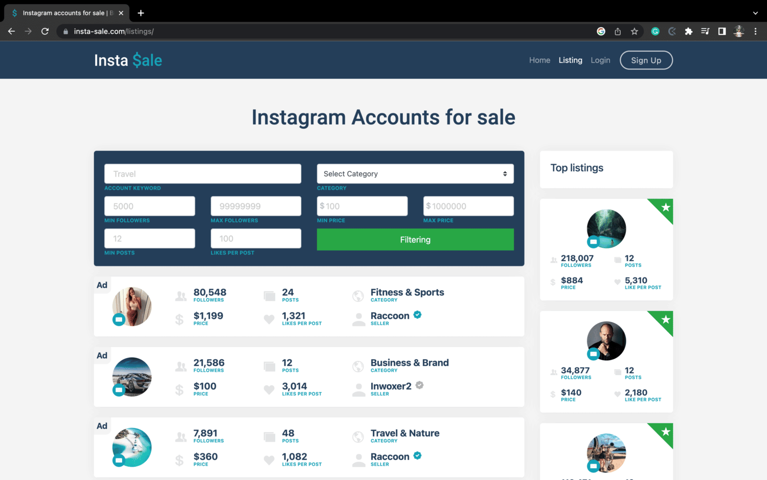 Insta Sale Instagram Accounts for Sale