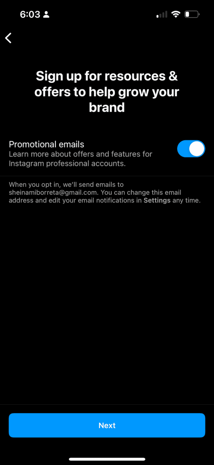 Instagram promotional emails