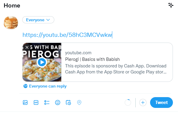 Paste the Video URL into the new Tweet section