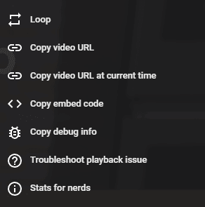Select Copy Video URL