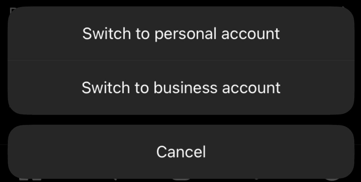 Switch to personal account