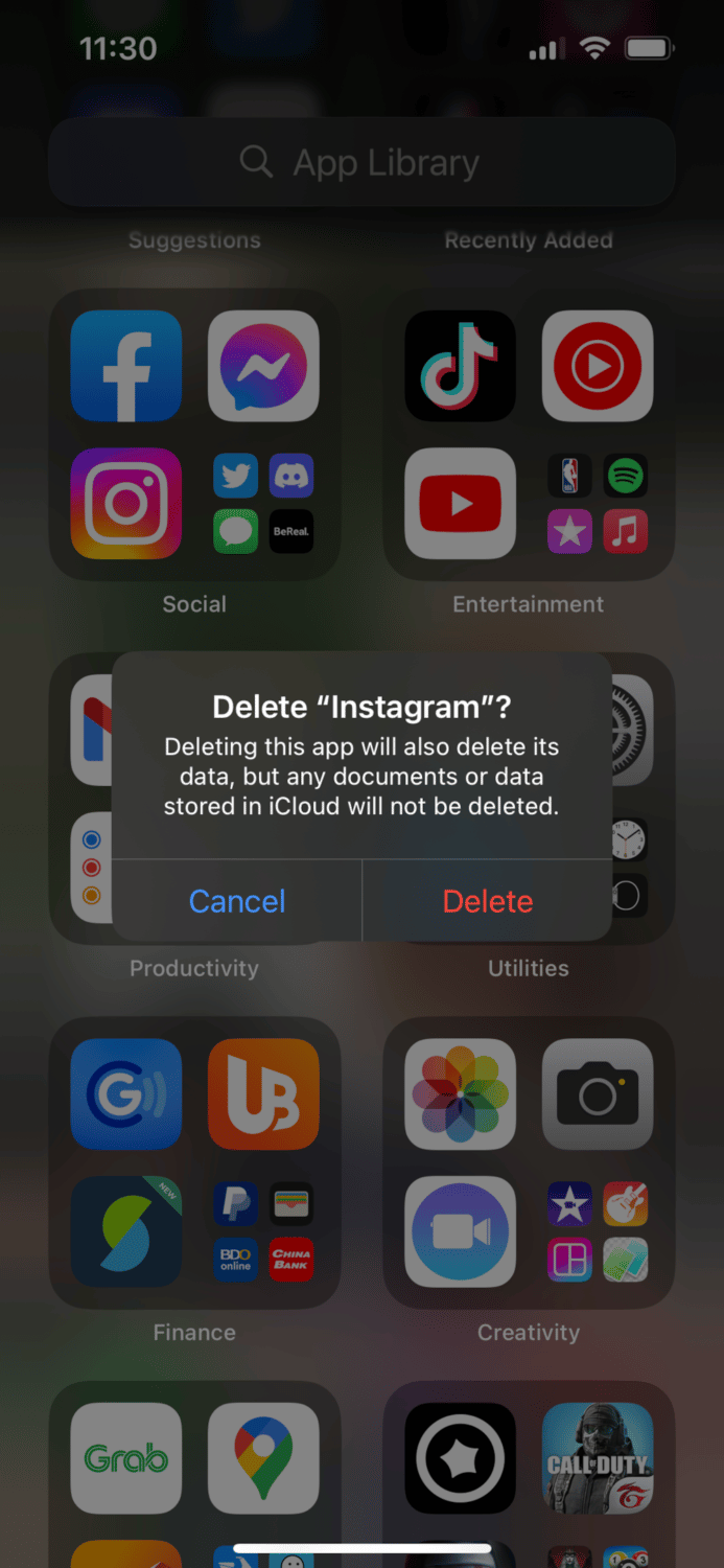 Tap on Delete app
