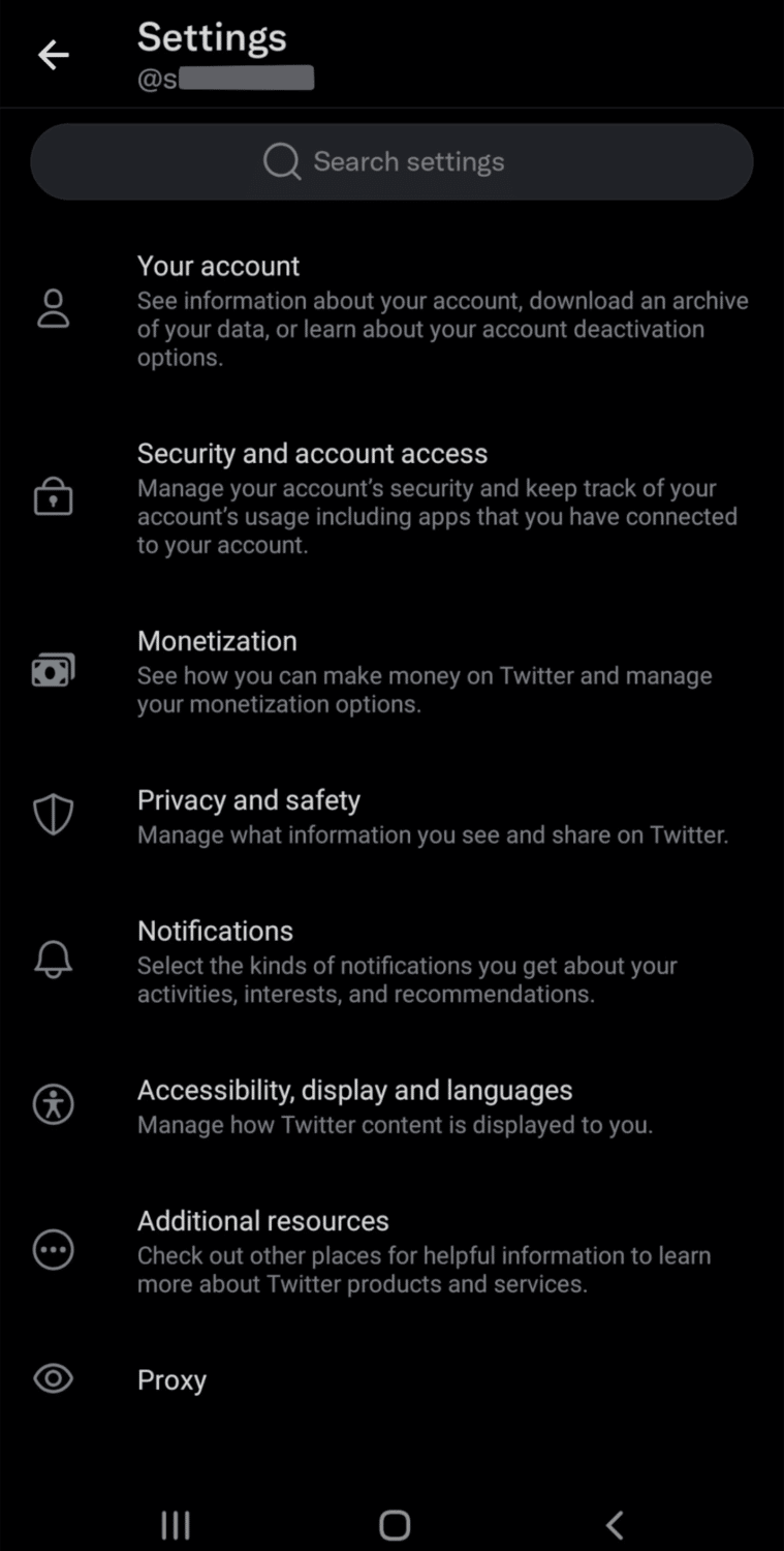android settings and privacy twitter