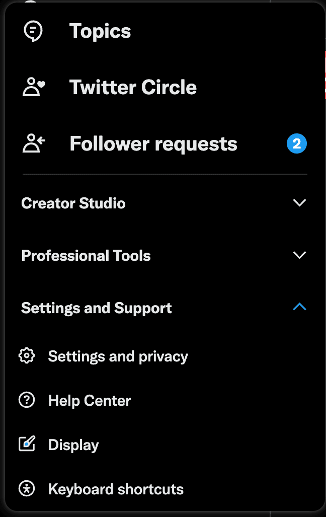 Twitter settings and support