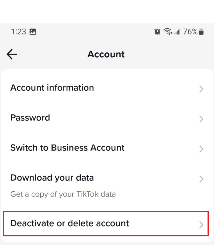 At the bottom, select Deactivate or delete account