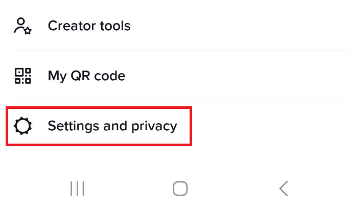 In the pop-up menu, select Settings and Privacy