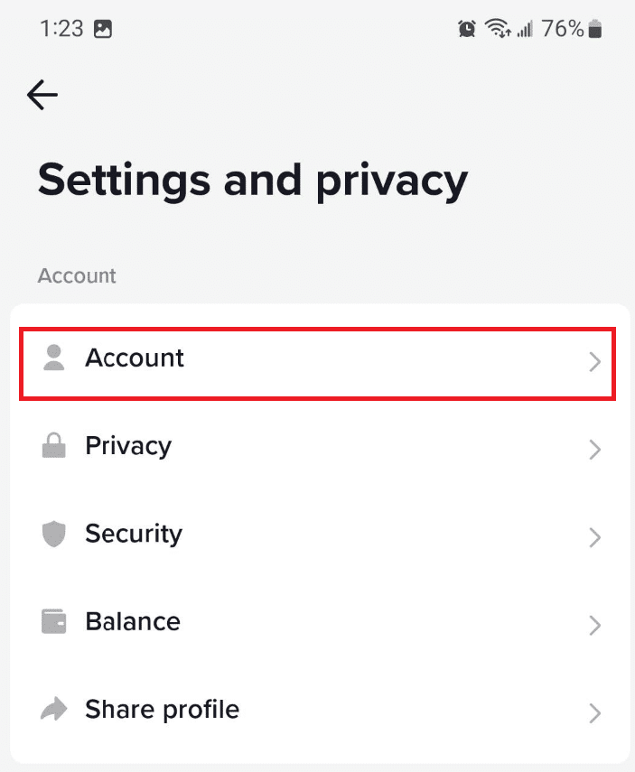 Now tap Account
